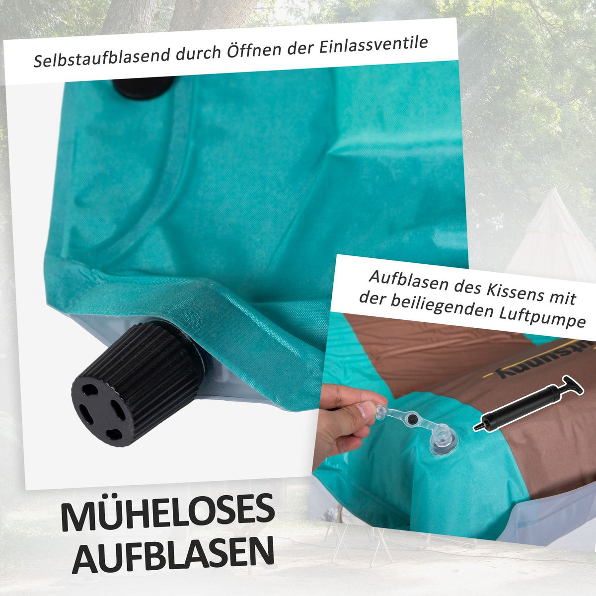 Camping Sleeping Mat 3Cm Thick Camping Mattress With Carry Bag & Pump, 192X135Cm, Blue+Coffee