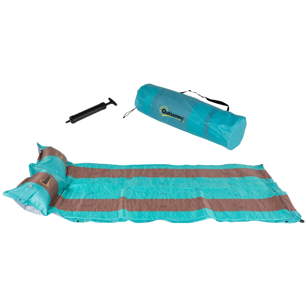 Camping Sleeping Mat 3Cm Thick Camping Mattress With Carry Bag & Pump, 192X135Cm, Blue+Coffee