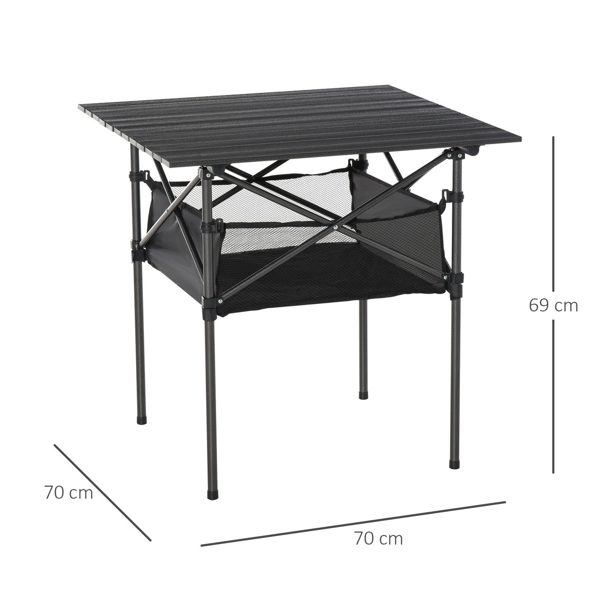 Camping Table Folding Aluminum Folding Table Lightweight Portable With Mesh Bag Black 70X70X69Cm