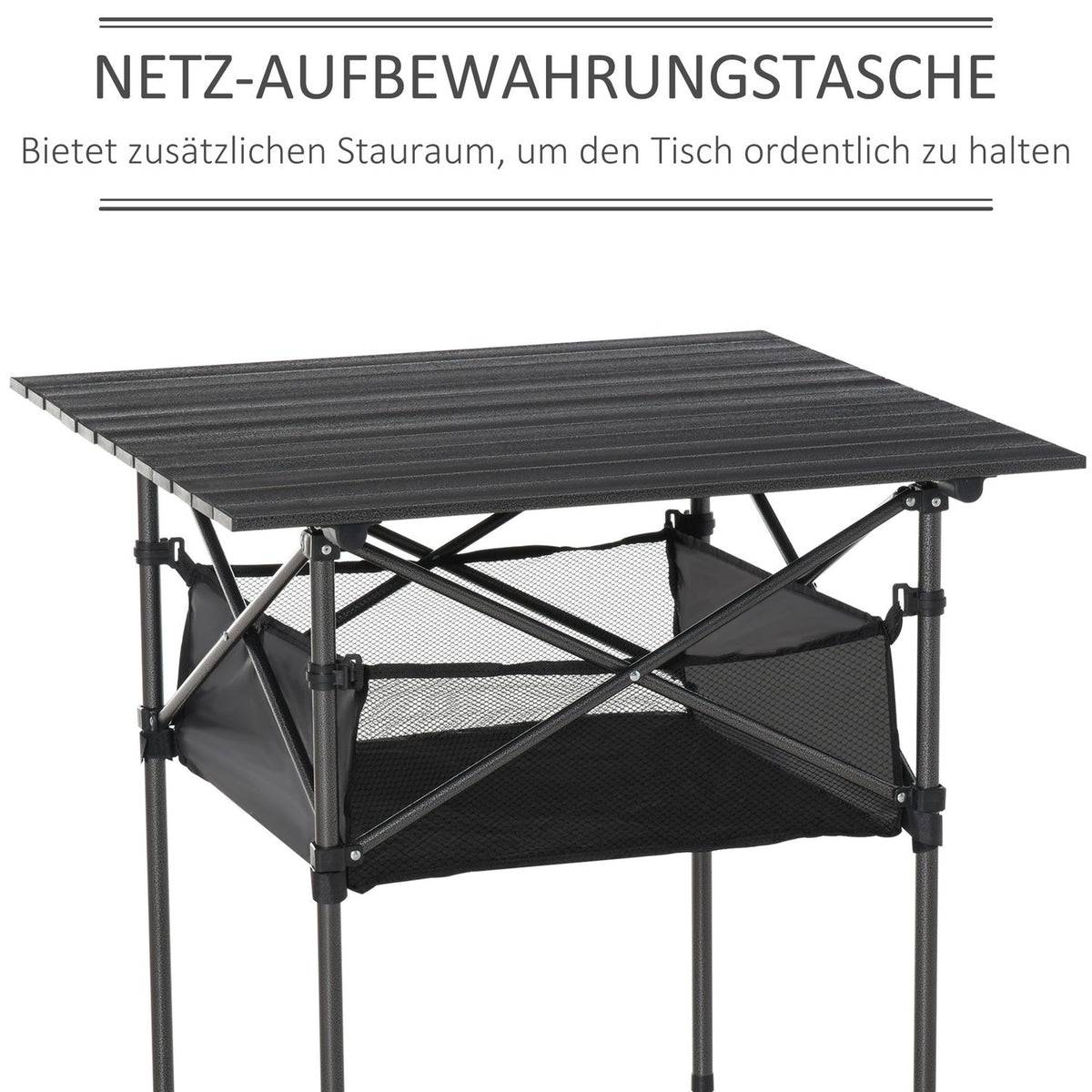 Camping Table Folding Aluminum Folding Table Lightweight Portable With Mesh Bag Black 70X70X69Cm