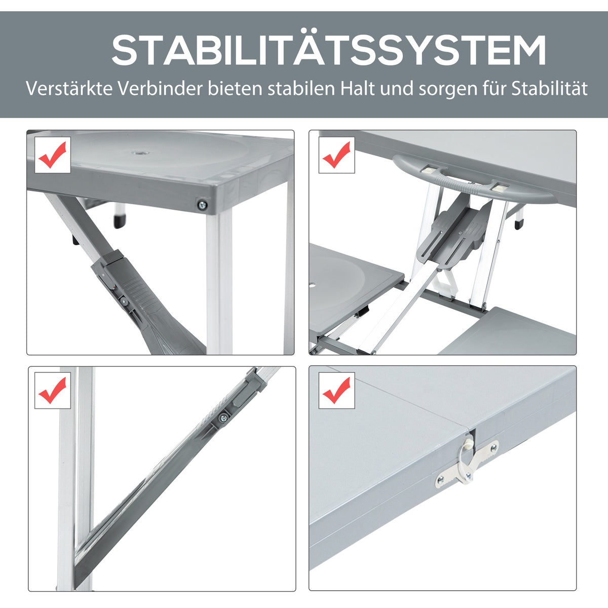 Camping Table Set Picnic Table Seating Group Folding Table With 4 Aluminum Chairs 135 X 82 X 66 Cm