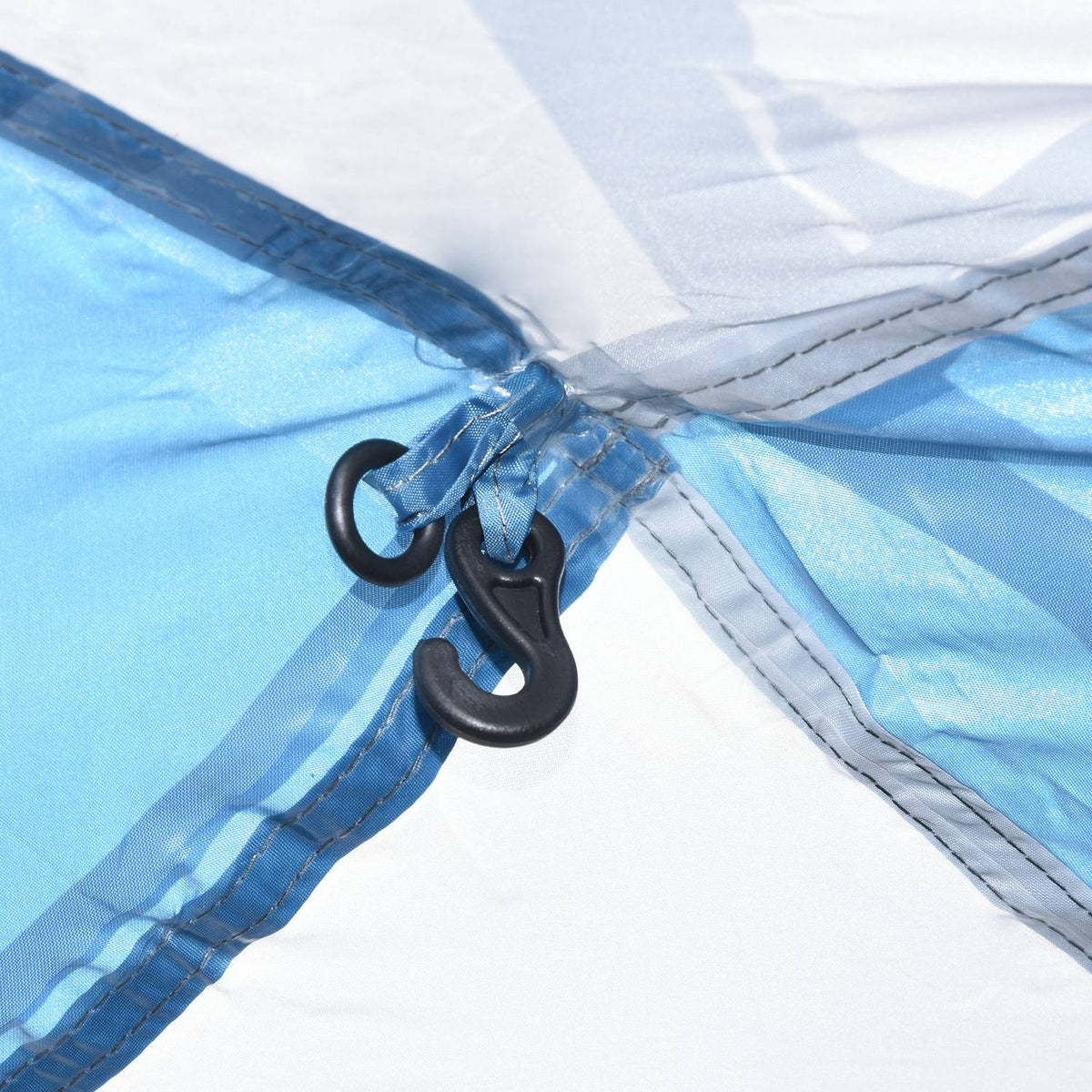 Camping Tent 4-Person Tunnel Tent, Uv Protection, Carry Bag, 2000 Mm Water Column, 2 Rooms, Blue + White