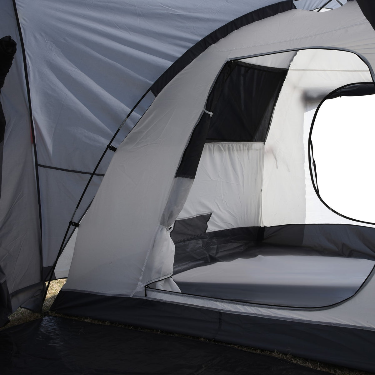 Camping Tent 5-Person Tunnel Tent With Bedroom, Carrying Bag, 2000 Mm Water Column, Mesh Window, Gray