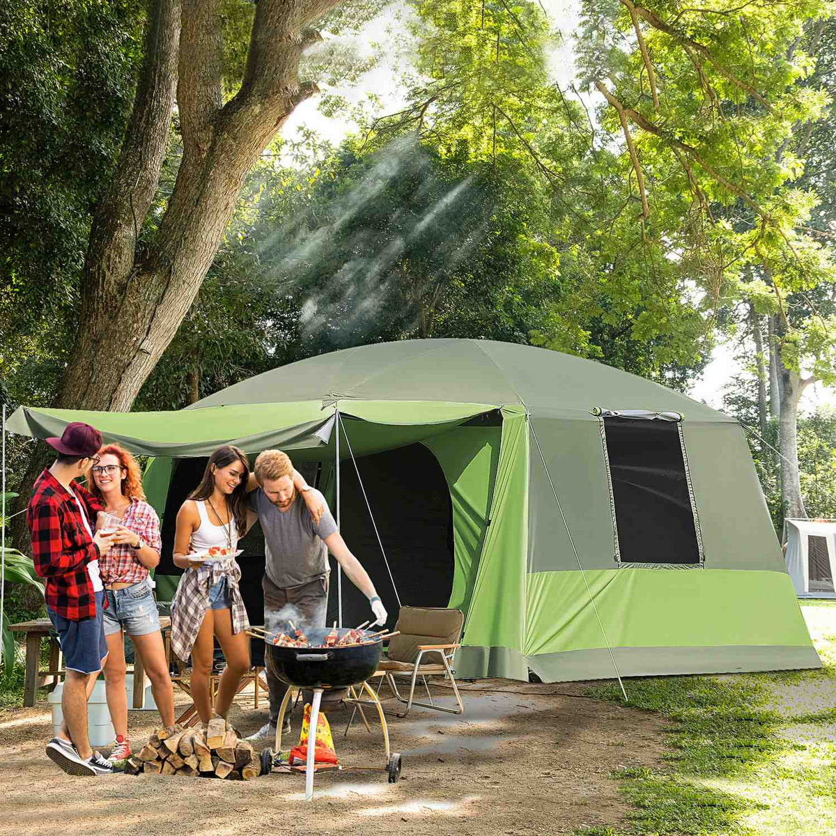 Camping Tent Dome Tent Family Tent 2 Sleeping Cabins 4-8 People L405 X W305 X H225Cm