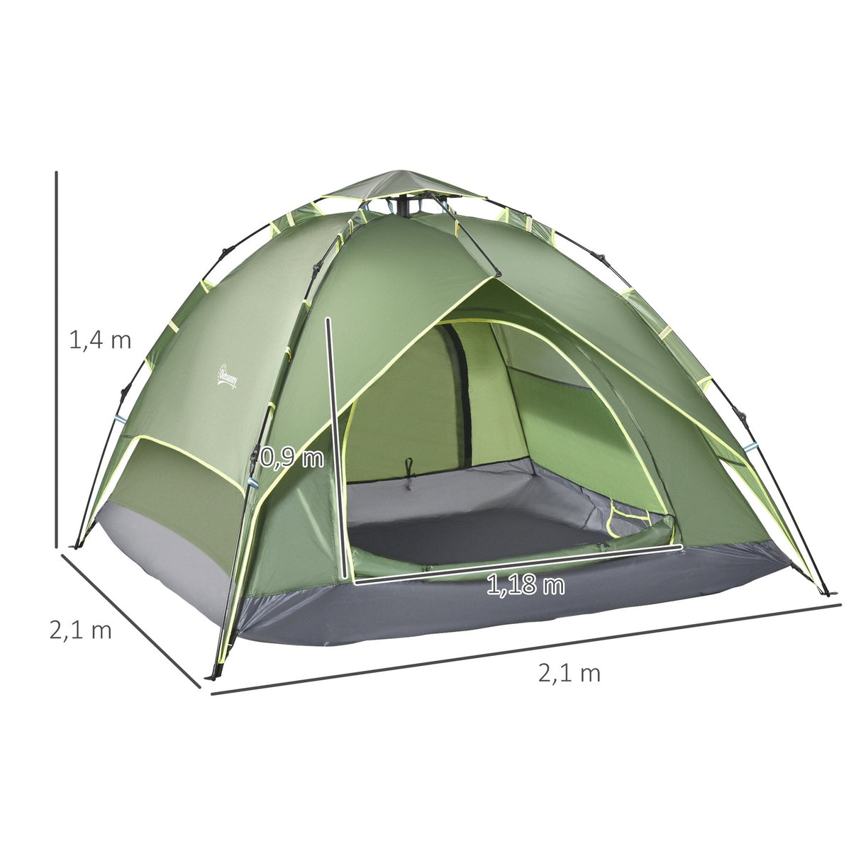Camping Tent Double Tent Outdoor Tent For 2 Adults + 1 Child, 4 Seasons, Waterproof, 210X210X140Cm