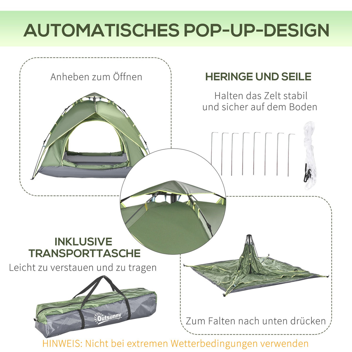 Camping Tent Double Tent Outdoor Tent For 2 Adults + 1 Child, 4 Seasons, Waterproof, 210X210X140Cm