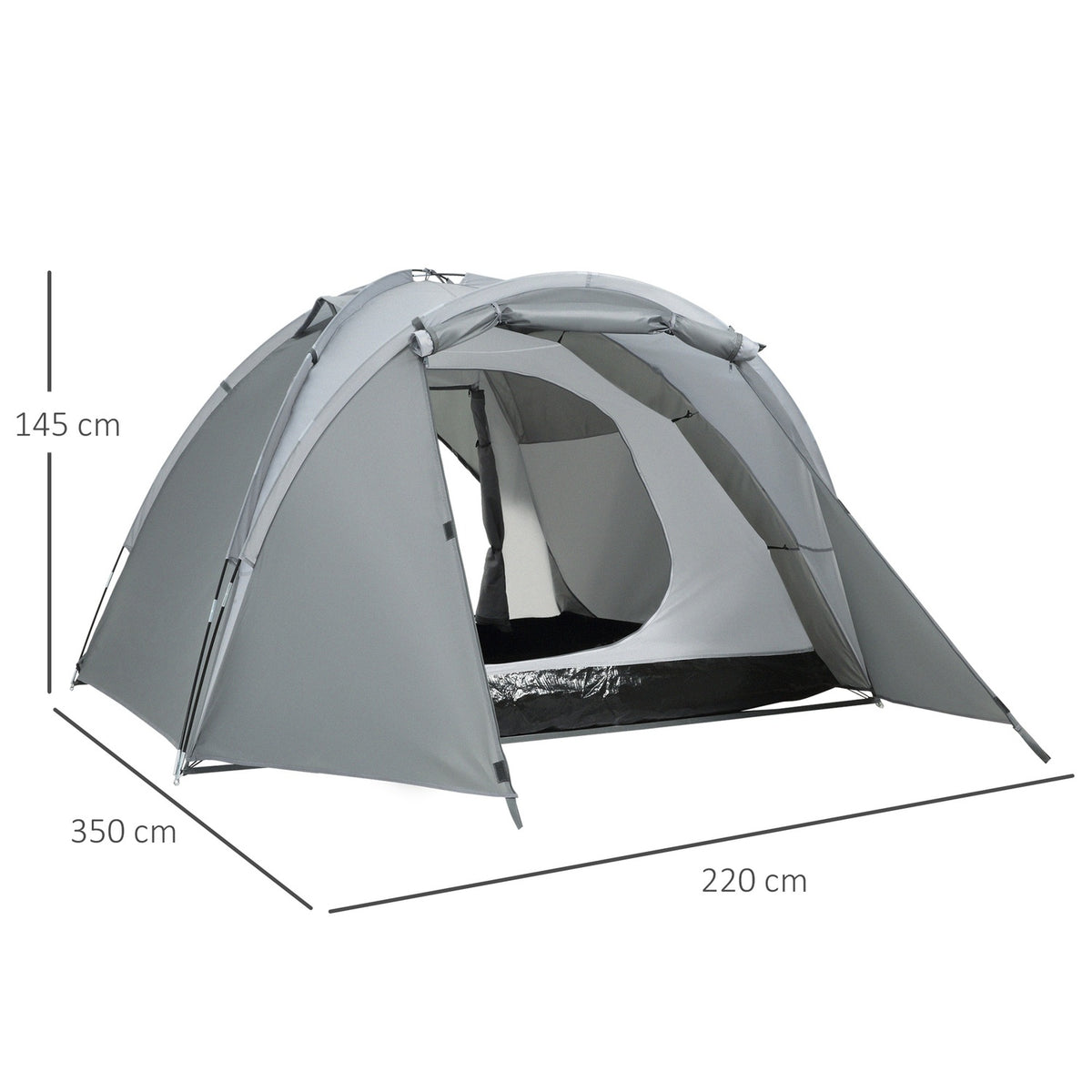 Camping Tent For 2-3 People Dome Tent With Door, Mesh Window, Transport Bag, Pu2000Mm, Grey