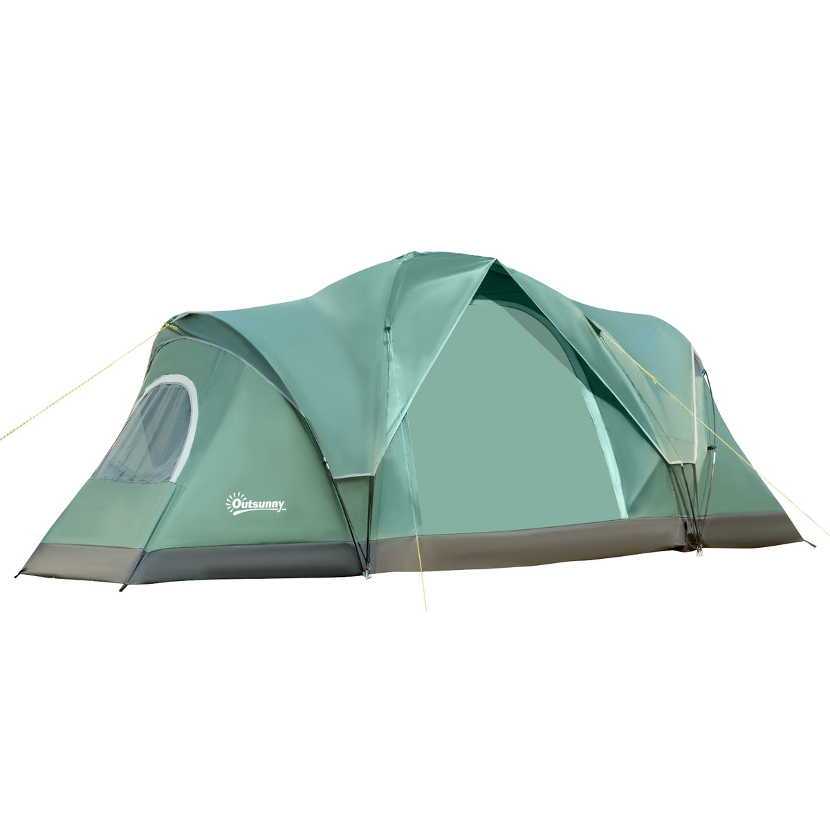 Camping Tent For 5-6 Persons Tunnel Tent With Pegs, Dome Tent, Polyester, Army Green + Black, 4.55X2.3X1.8M