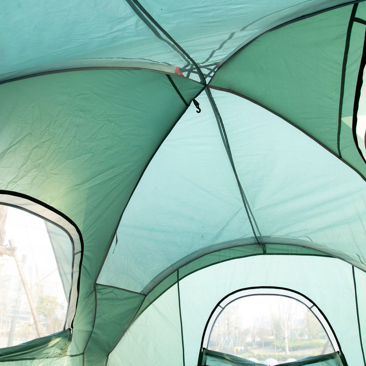 Camping Tent For 5-6 Persons Tunnel Tent With Pegs, Dome Tent, Polyester, Army Green + Black, 4.55X2.3X1.8M