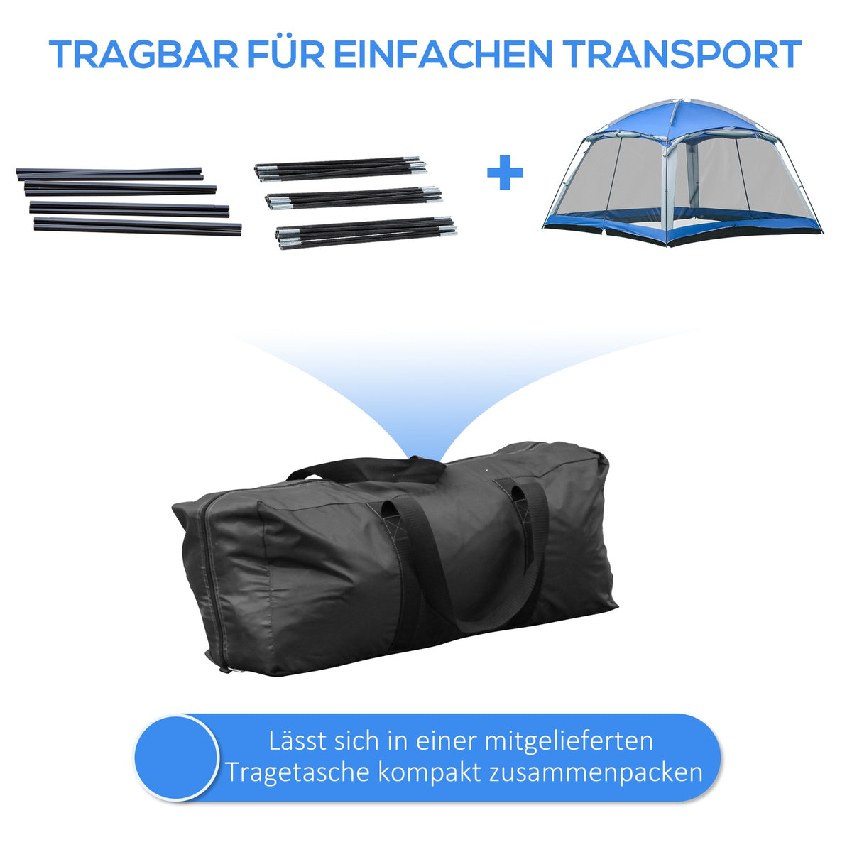 Camping Tent For 8 Persons Family Tent, 2 Windows, Dome Tent, Pu3000Mm, Blue, 360X360X200Cm