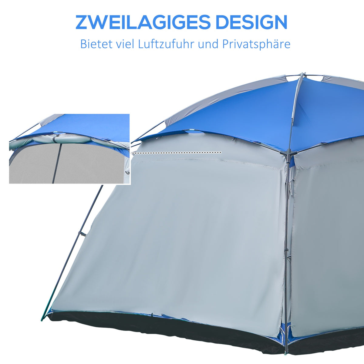 Camping Tent For 8 Persons Family Tent, 2 Windows, Dome Tent, Pu3000Mm, Blue, 360X360X200Cm