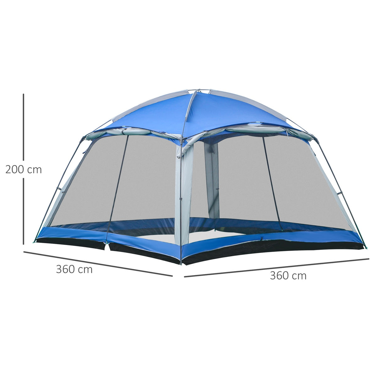 Camping Tent For 8 Persons Family Tent, 2 Windows, Dome Tent, Pu3000Mm, Blue, 360X360X200Cm