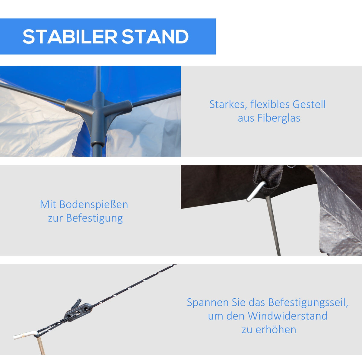 Camping Tent For 8 Persons Family Tent, 2 Windows, Dome Tent, Pu3000Mm, Blue, 360X360X200Cm