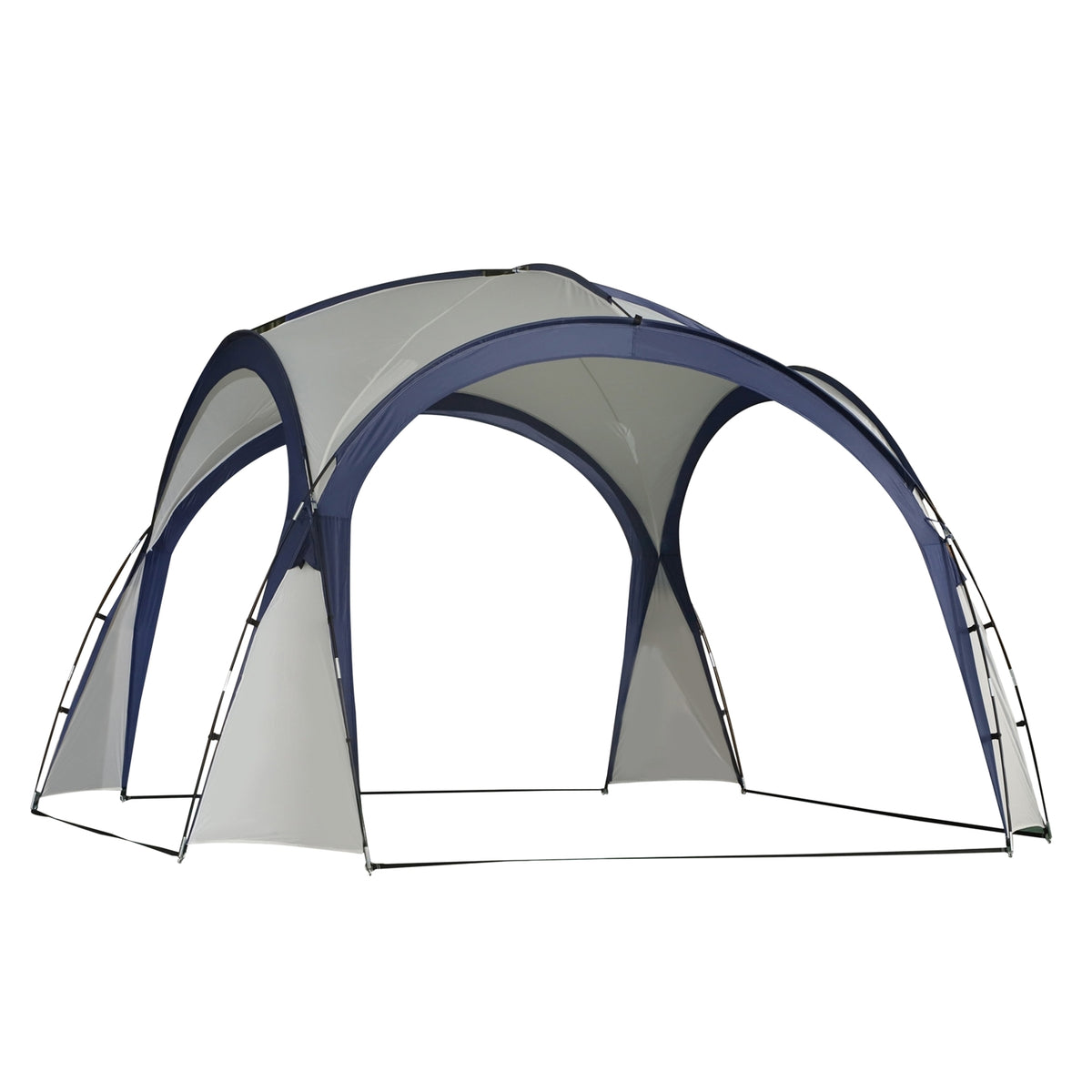 Camping Tent Garden Tent Marquee Party Tent Sun Protection Weatherproof Fiberglass Pole + Polyester Cream White + Blue 3.5 X 3.5 X 2.3 M