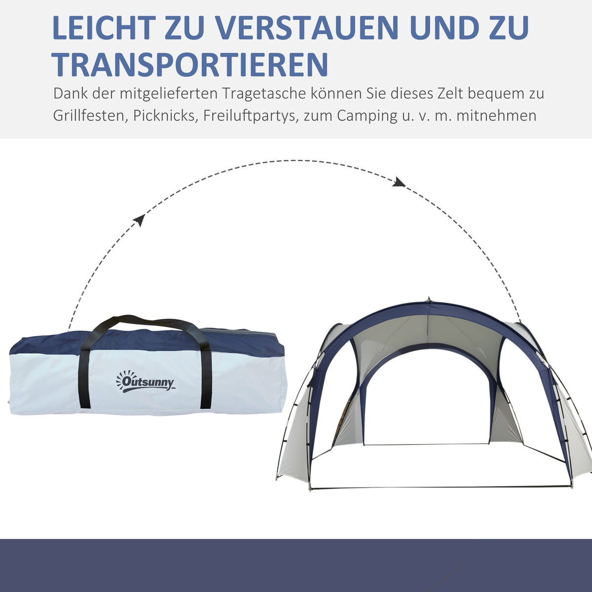 Camping Tent Garden Tent Marquee Party Tent Sun Protection Weatherproof Fiberglass Pole + Polyester Cream White + Blue 3.5 X 3.5 X 2.3 M