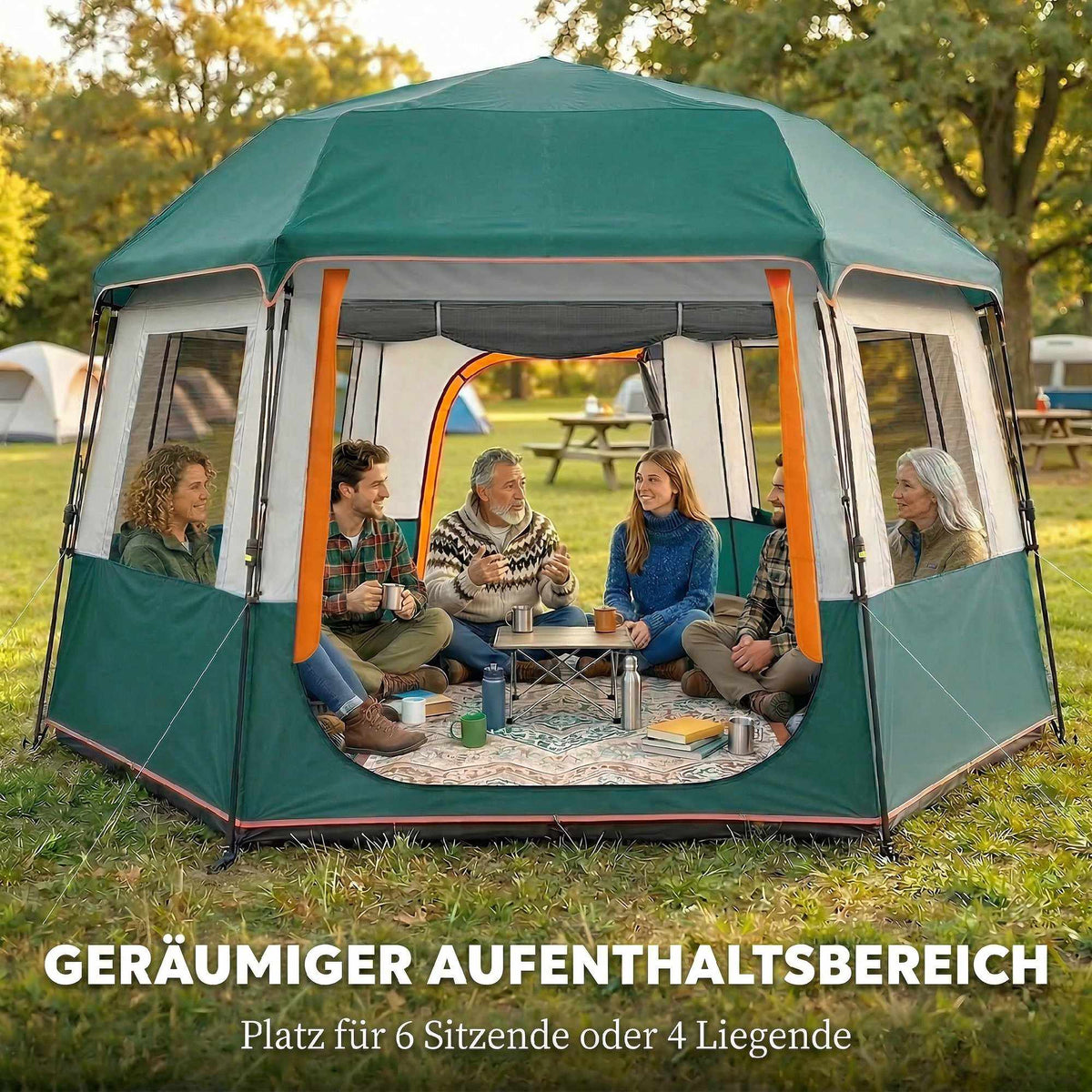Camping Tent for 4-6 People, Waterproof, UV30+ Protection