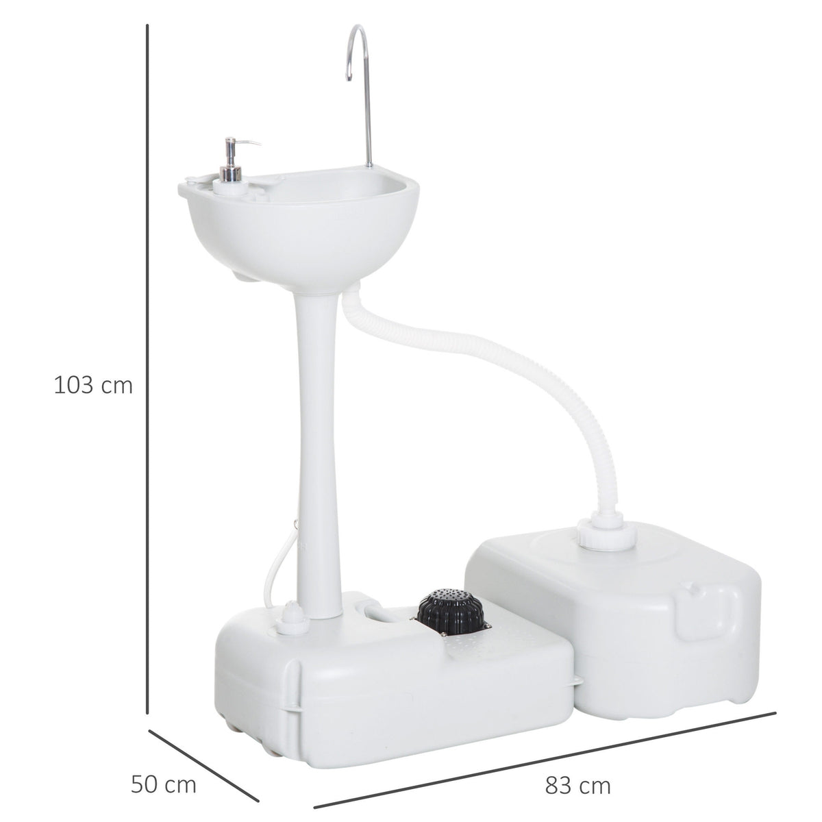 Camping Washbasin Hand Wash Basin With Collection Container For Wastewater 17L Water Tank Sink With Dispenser Mobile Hdpe Gray 83 X 50 X 103 Cm