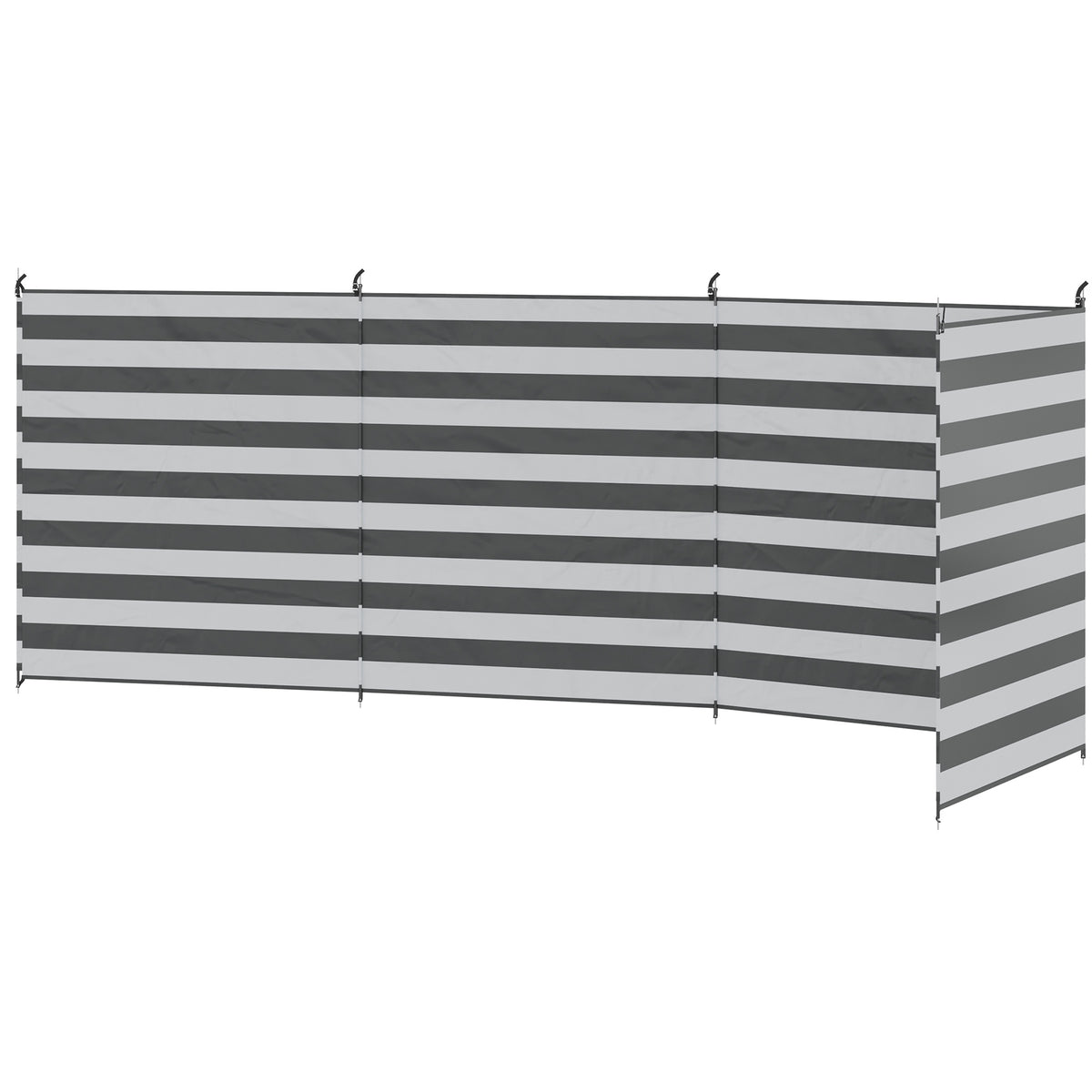 Camping Windbreak with Steel Poles, 540 x 150 cm, Gray/White