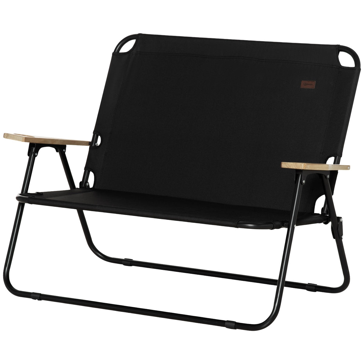 Camping chair 2-seater folding portable garden chair director's chair folding chair with cup holder for outdoor picnic hiking max. load 160 kg black 114 x 67 x 80 cm