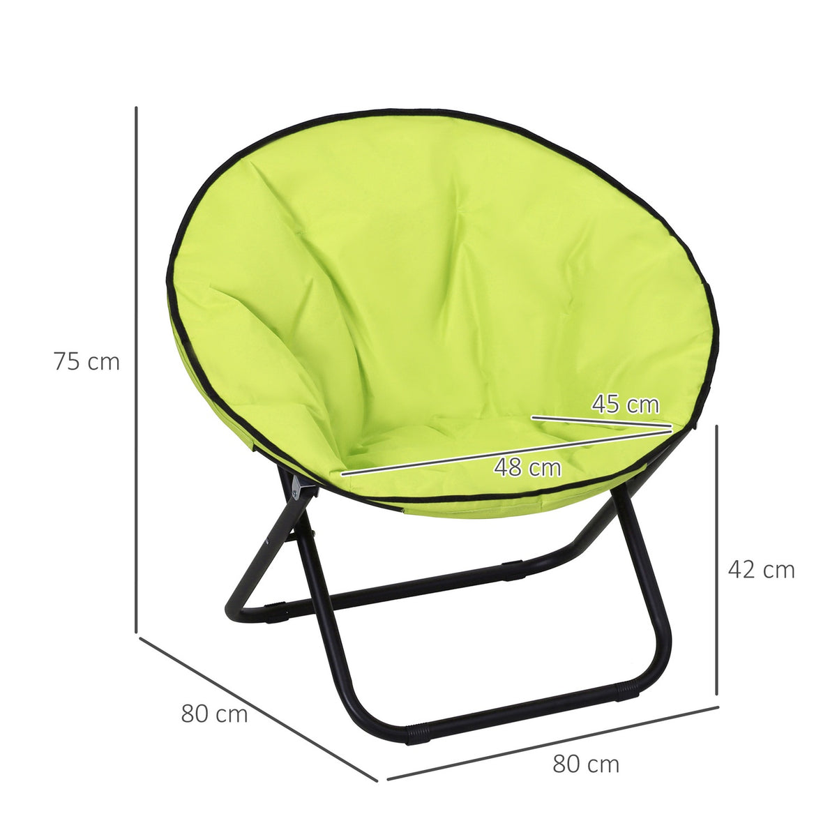 Camping chair foldable camping chair with backrest, folding chair up to 120kg, padded moonchair extra wide, folding chair outdoor chair for garden, balcony, camping, yellow