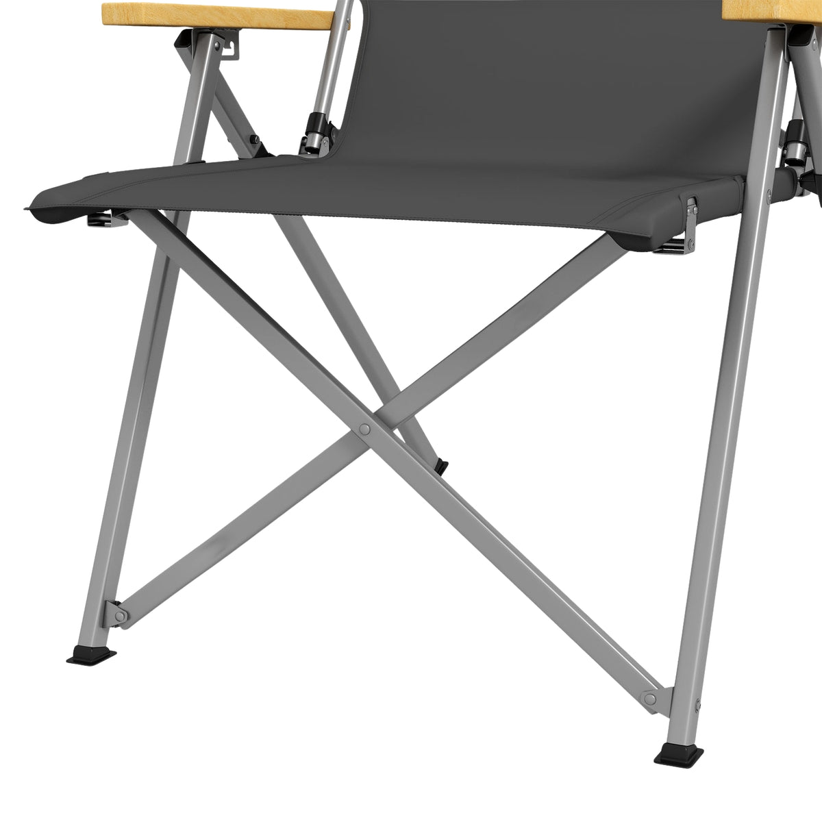 Camping chair folding garden chair with 4-level adjustable backrest and headrest, folding chair with carry bag, Oxford dark gray