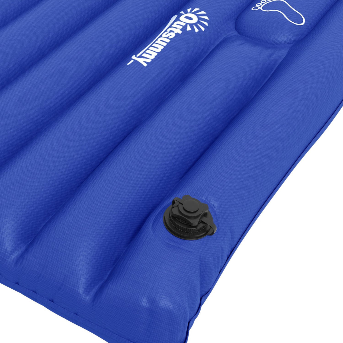 Camping sleeping mat, air mattress with foot pump, water-repellent air bed with carry bag, sleeping mat, load capacity up to 120 kg, blue