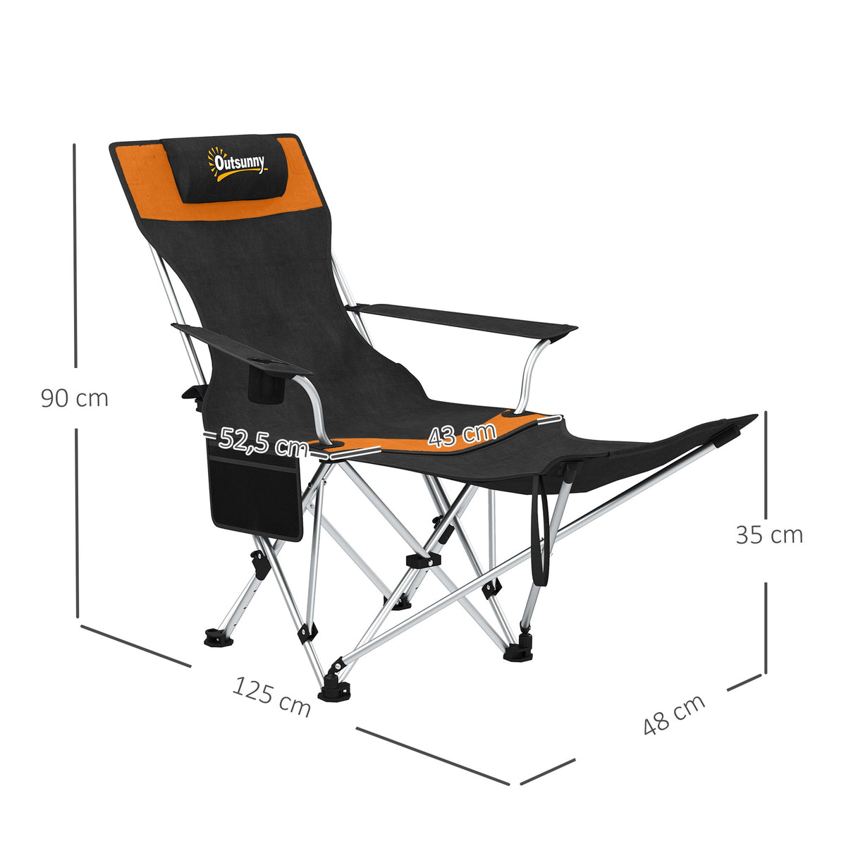 Campingstuhl Mit Fußstütze, 600D Oxford-Stoff, 2er Set