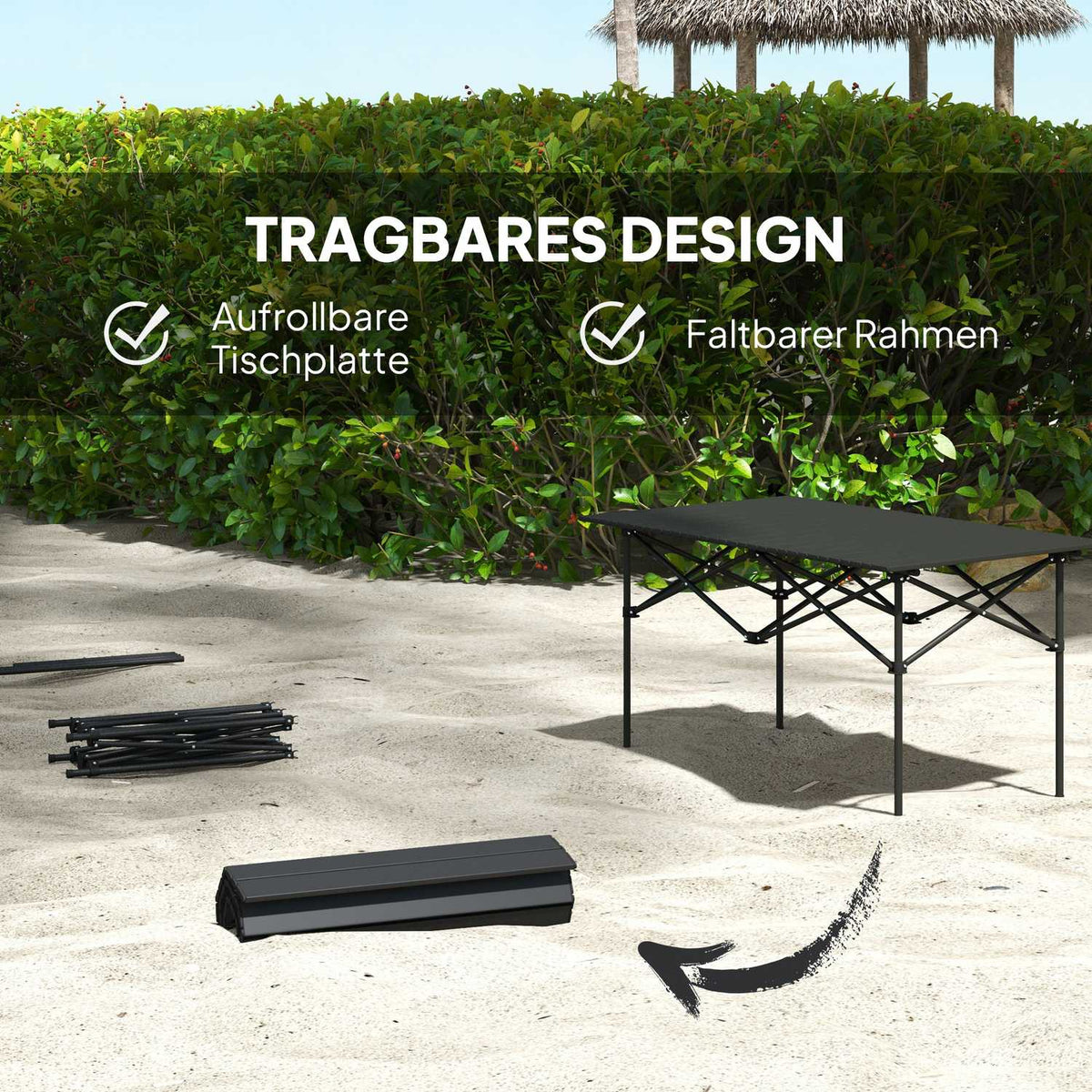 Camping table folding table with roll-up table top X-frame garden table made of aluminum lightweight 2 person side table folding table for garden balcony camping 95 x 55cm black |
