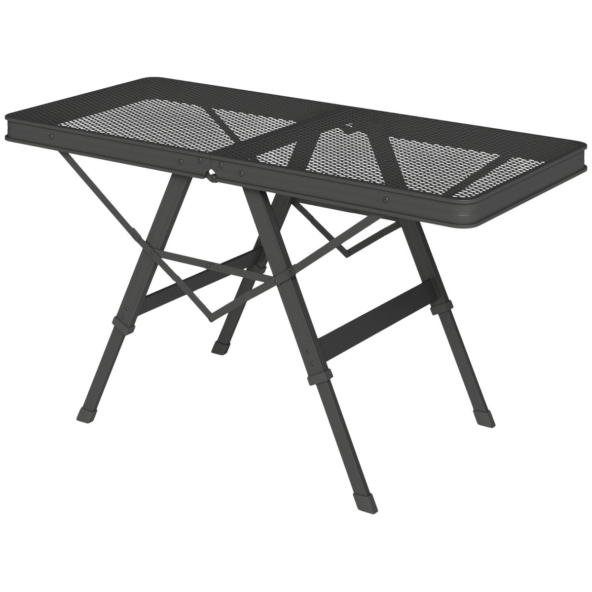 Camping table, height-adjustable, folding table with metal grid, foldable garden table made of aluminum, lightweight, multifunctional table, side table for garden, balcony, camping, 90 x 40.5 cm, black