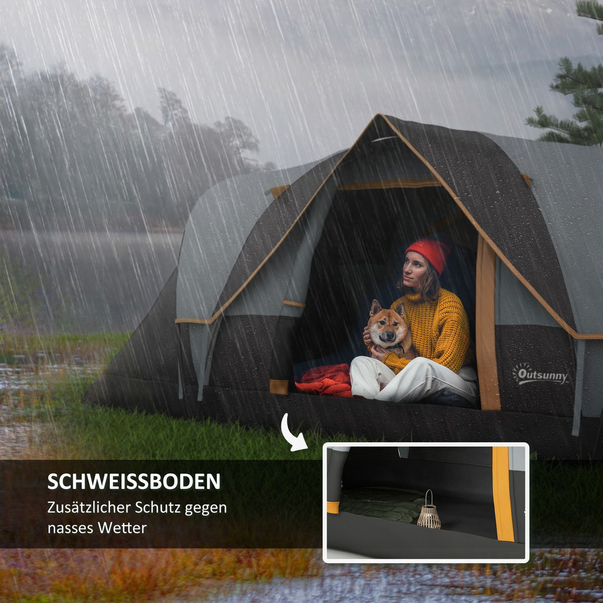 Camping tent for 5-6 people, stable, waterproof family tent with entrance window, packing bag, tent with 3000 mm water column, tunnel tent, dome tent for camping, travel, garden, light gray