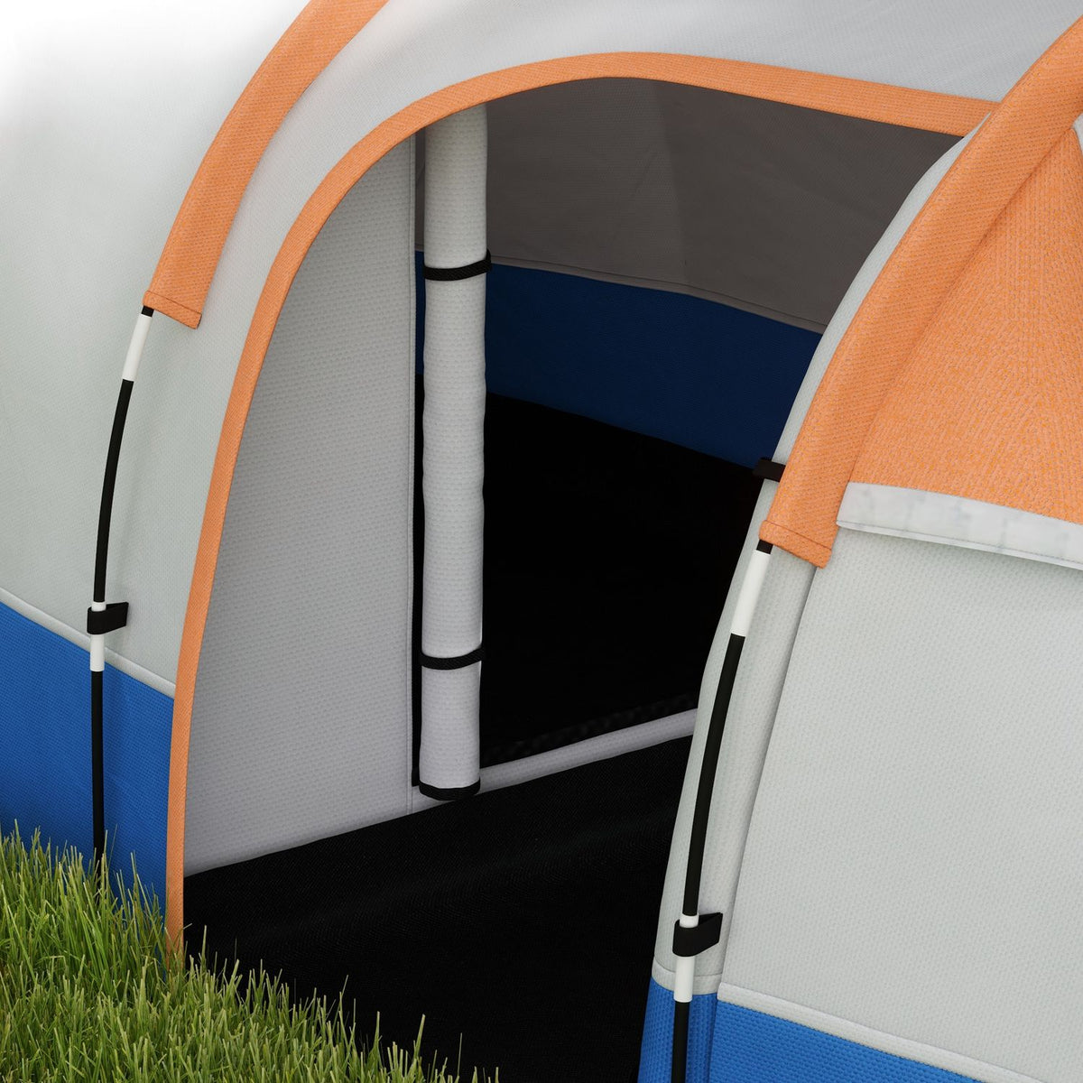 Camping tent, tunnel tent for 3 people, with light hooks, awning, 2 rooms, windproof family tent with carry bag, 2000mm water-repellent pop up tent for camping, garden, orange