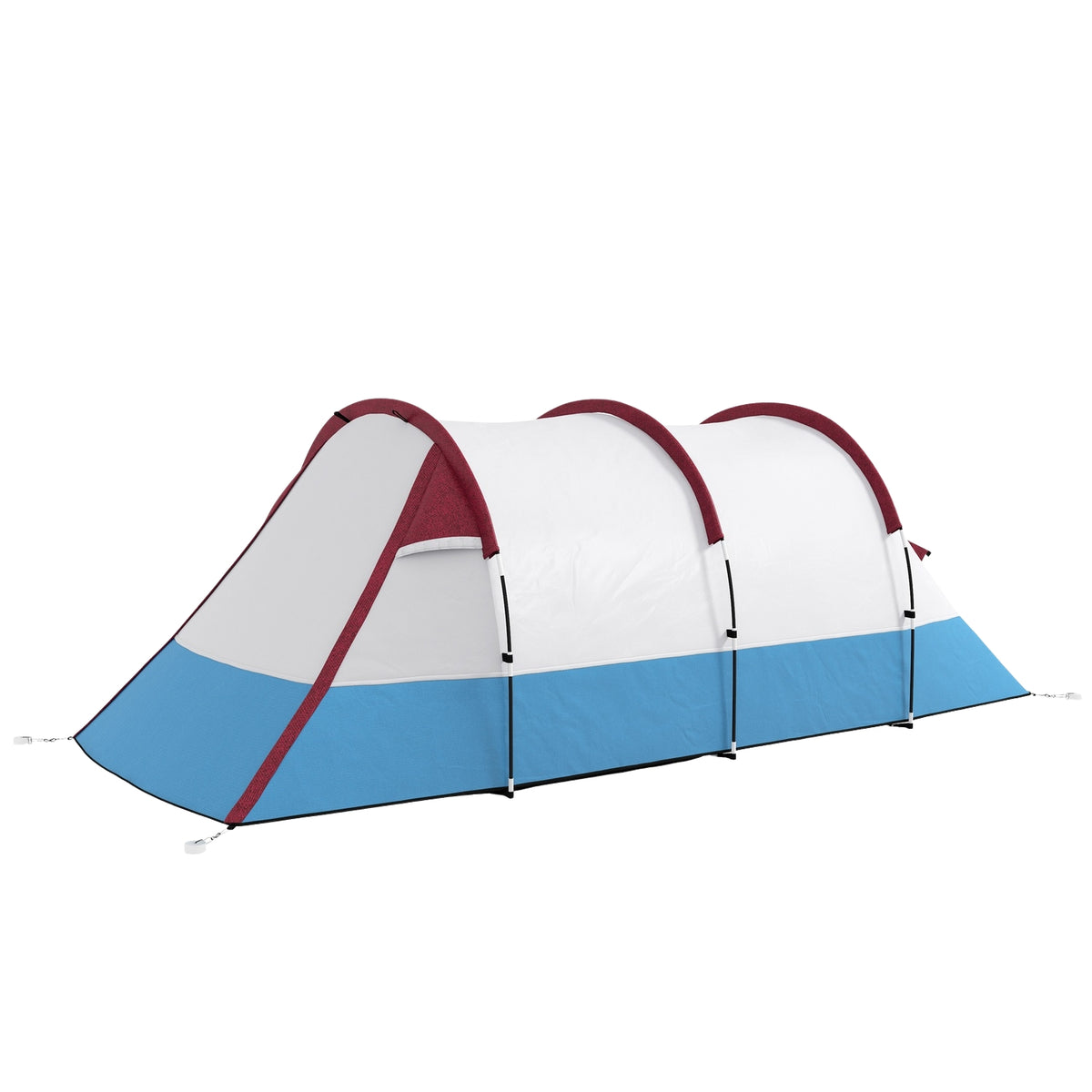 Camping tent, tunnel tent for 3 people, with light hooks, awning, 2 rooms, windproof family tent with carry bag, 2000 mm water-repellent pop up tent for camping, garden, red
