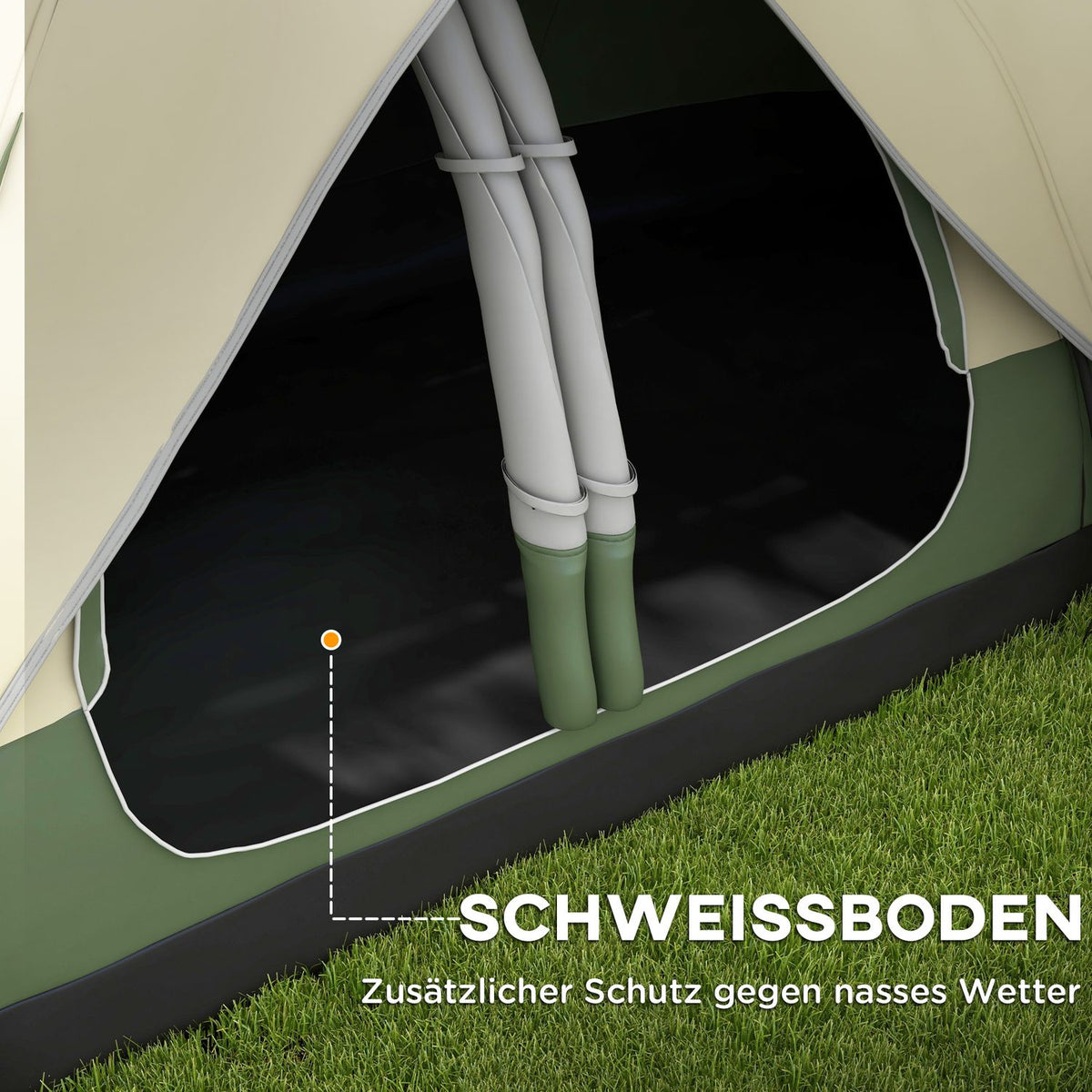 Camping tent, tunnel tent for 8 people, with light hooks, mesh window, 2 rooms, windproof family tent with carry bag, 2000 mm water-repellent group tent for camping, garden, dark green