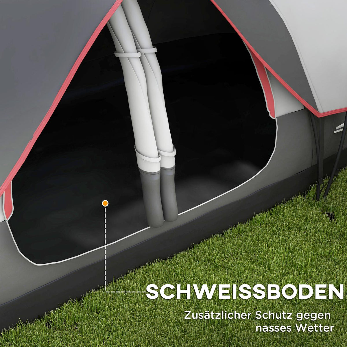 Camping tent, tunnel tent for 8 people, with light hooks, mesh window, 2 rooms, windproof family tent with carry bag, 2000mm water-repellent group tent for camping, garden, gray