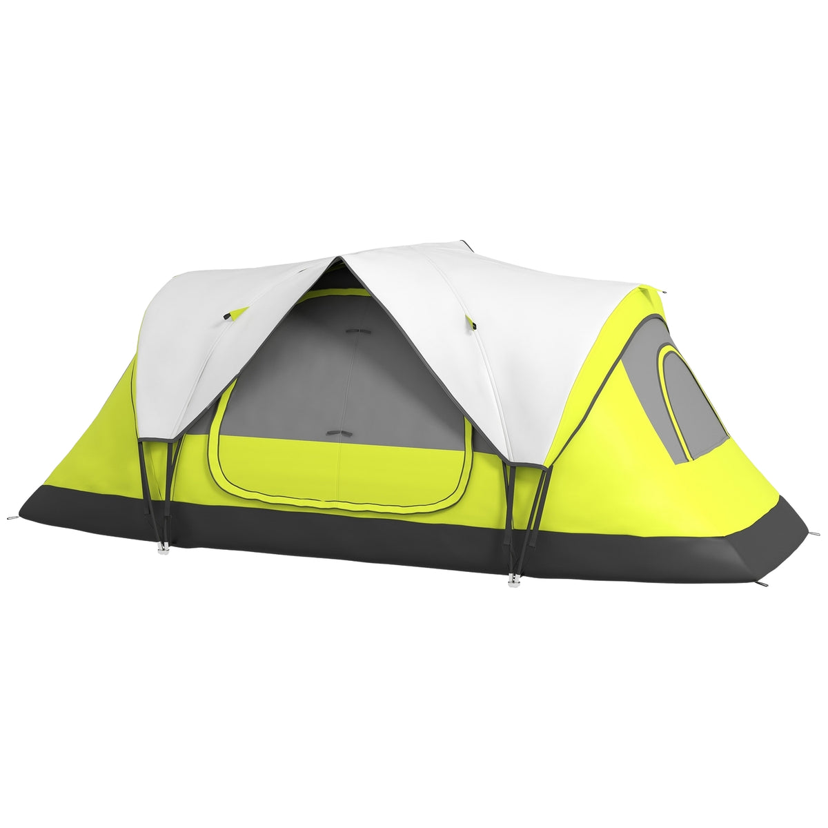 Camping tent, tunnel tent for 8 people, with light hooks, mesh window, 2 rooms, windproof family tent with carry bag, 2000mm water-repellent group tent for camping, garden, green
