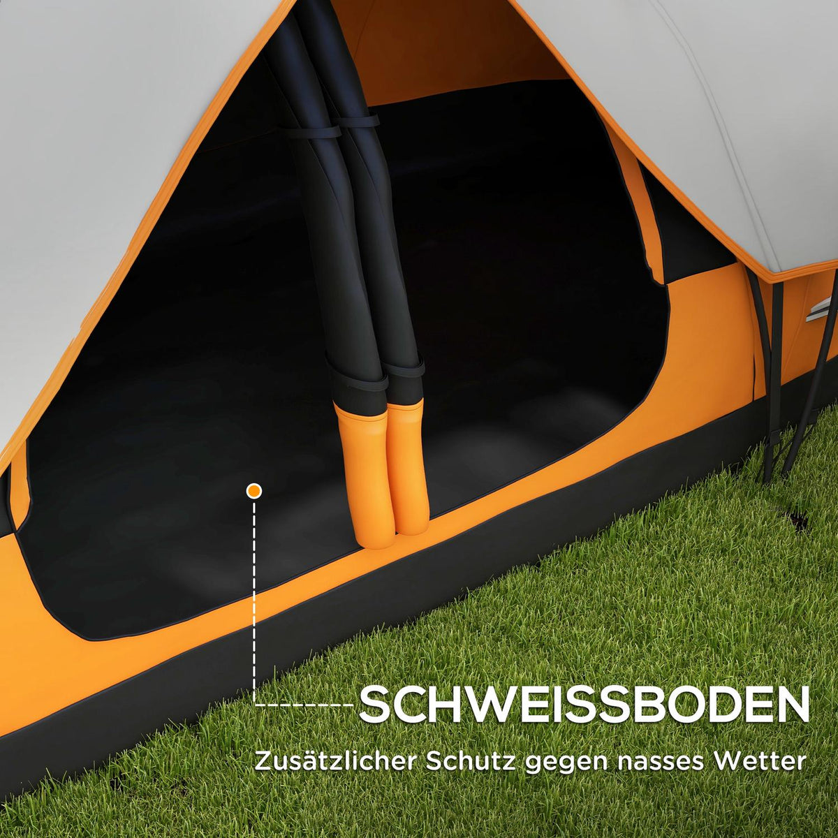 Camping tent, tunnel tent for 8 people, with light hooks, mesh window, 2 rooms, windproof family tent with carry bag, 2000mm water-repellent group tent for camping, garden, orange