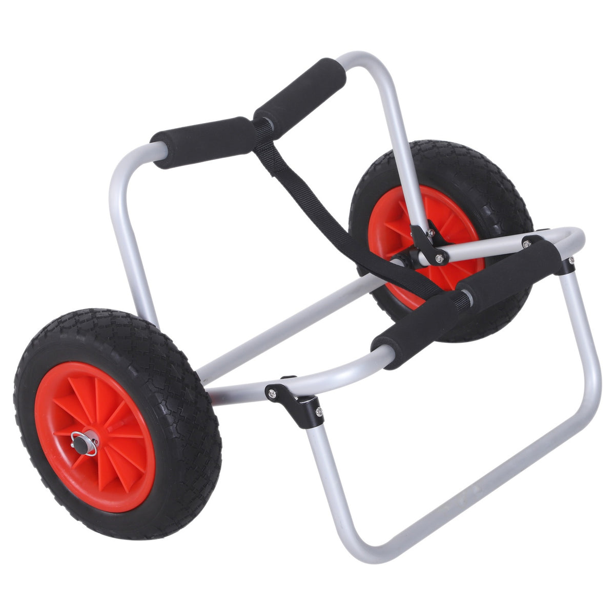Canoe Cart, Kayak Cart, Surf Cart, Foldable With Belt, Pu Wheels, Padded Aluminum, Silver, Up To 90 Kg, L70 X W40 X H42 Cm