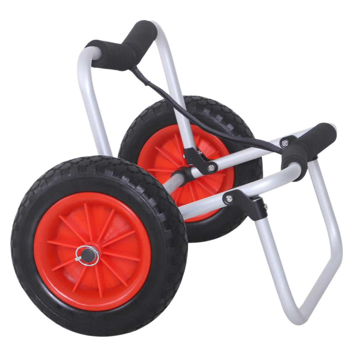 Canoe Cart, Kayak Cart, Surf Cart, Foldable With Belt, Pu Wheels, Padded Aluminum, Silver, Up To 90 Kg, L70 X W40 X H42 Cm