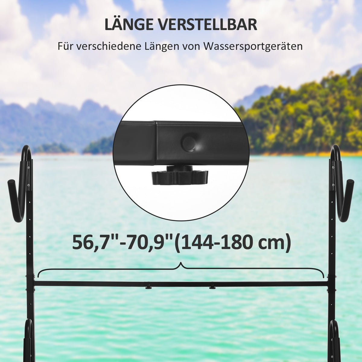 Canoe Frame, Kayak Holder, Adjustable Kayak Frame For 2 Kayaks, Surfboards, Stand-Up Paddles, Padded Holding Brackets, Metal