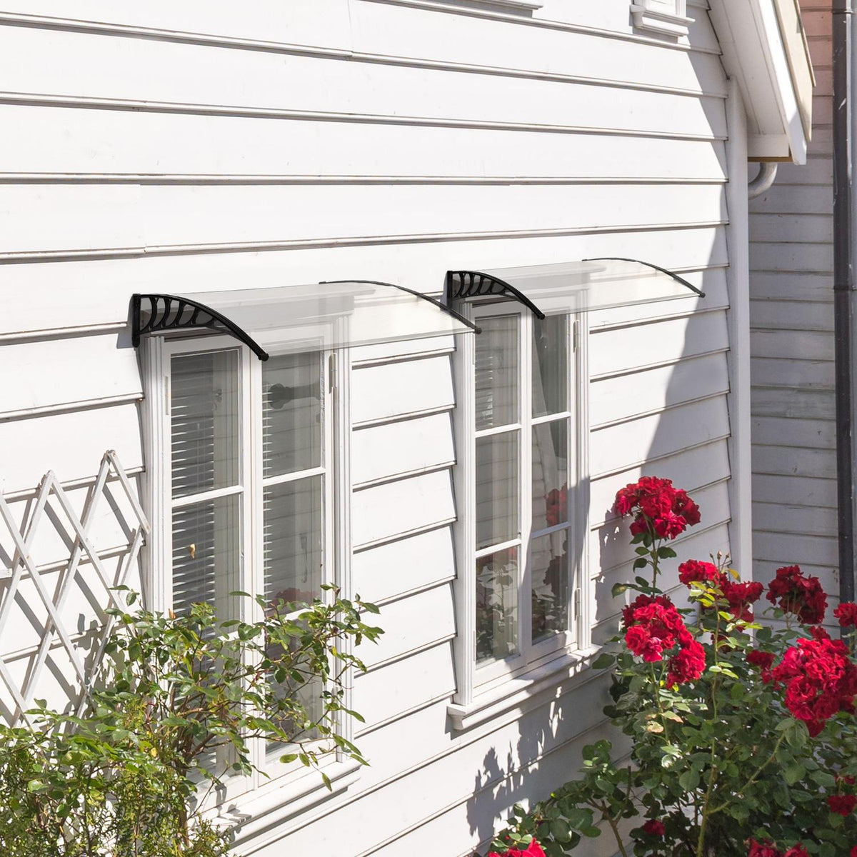 Canopy Front Door Canopy Arched Canopy Made Of Polycarbonate With Uv Protection, White, 90X150Cm
