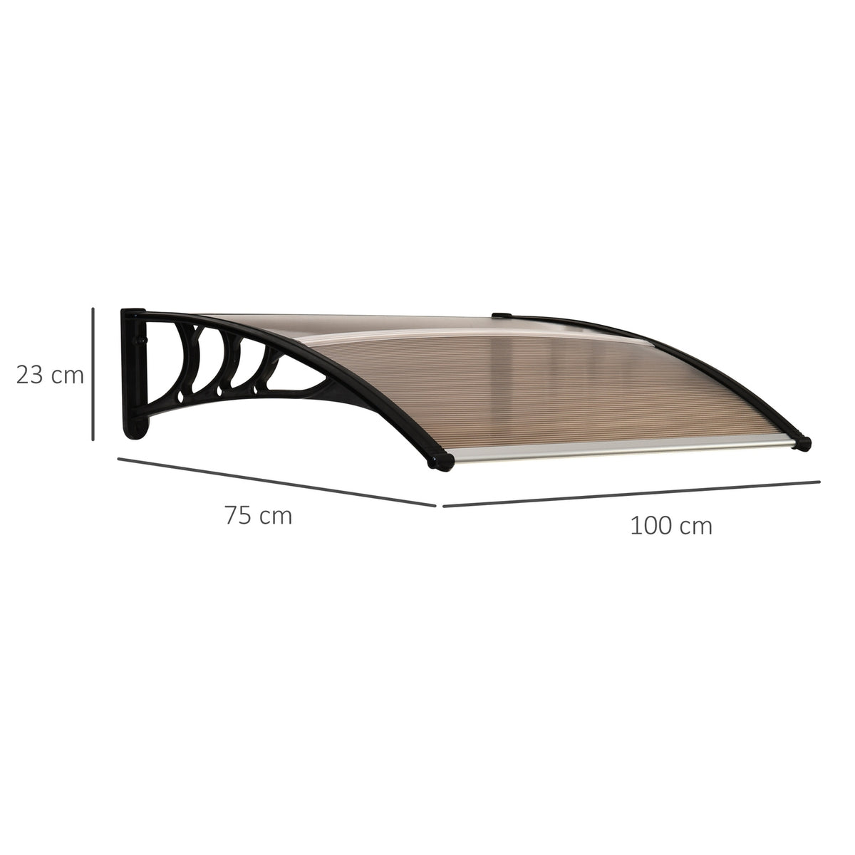 Canopy Front Door Canopy Pent Canopy Made Of Polycarbonate, Weatherproof, Brown, 75X100Cm