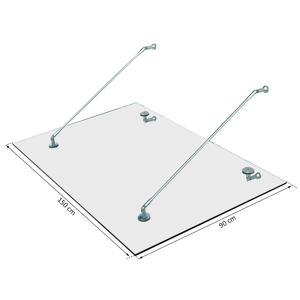 Canopy Glass Canopy Door Canopy Tempered Glass 304 Stainless Steel Clear Glass 3 Sizes (150 x 90 cm) (M)