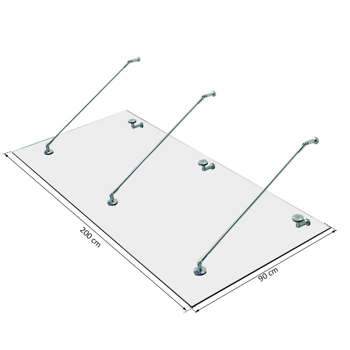 Canopy Glass Canopy Safety Glass Stainless Steel 200X90Cm