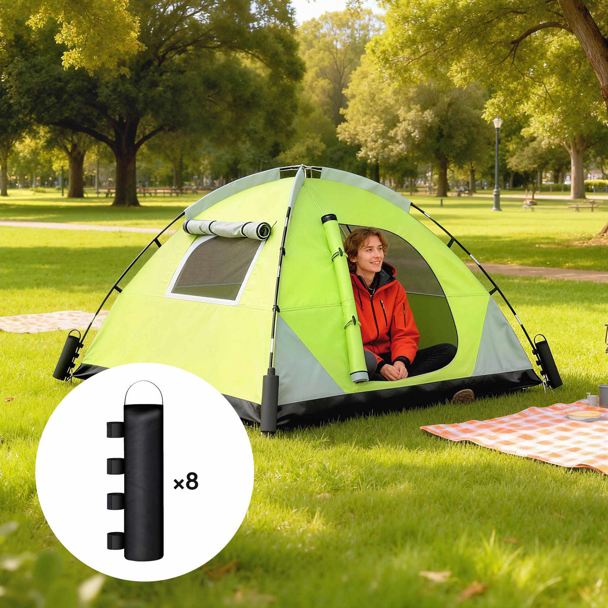 Canopy Weight Bags, 8-Pack, 600D Oxford, No Sand, Black