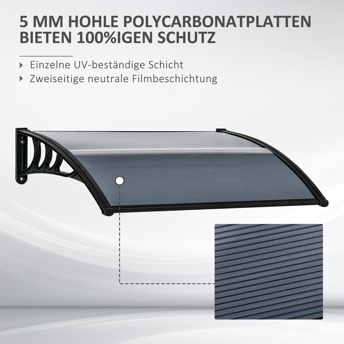 Canopy for front door 100 x 75 cm arched canopy canopy made of aluminum and polycarbonate canopy with UV protection front door canopy for balcony, sun protection, rain protection, black