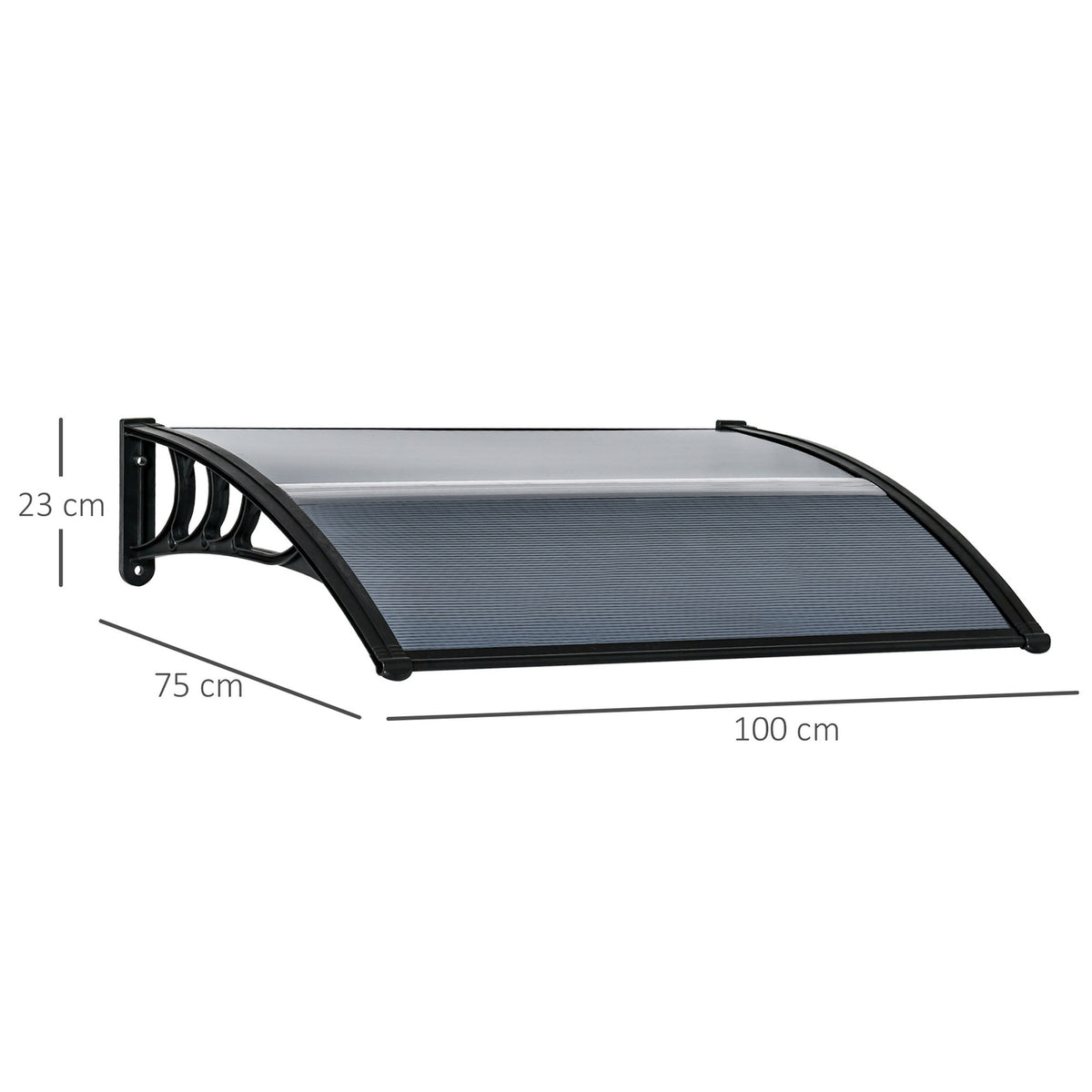 Canopy for front door 100 x 75 cm arched canopy canopy made of aluminum and polycarbonate canopy with UV protection front door canopy for balcony, sun protection, rain protection, black