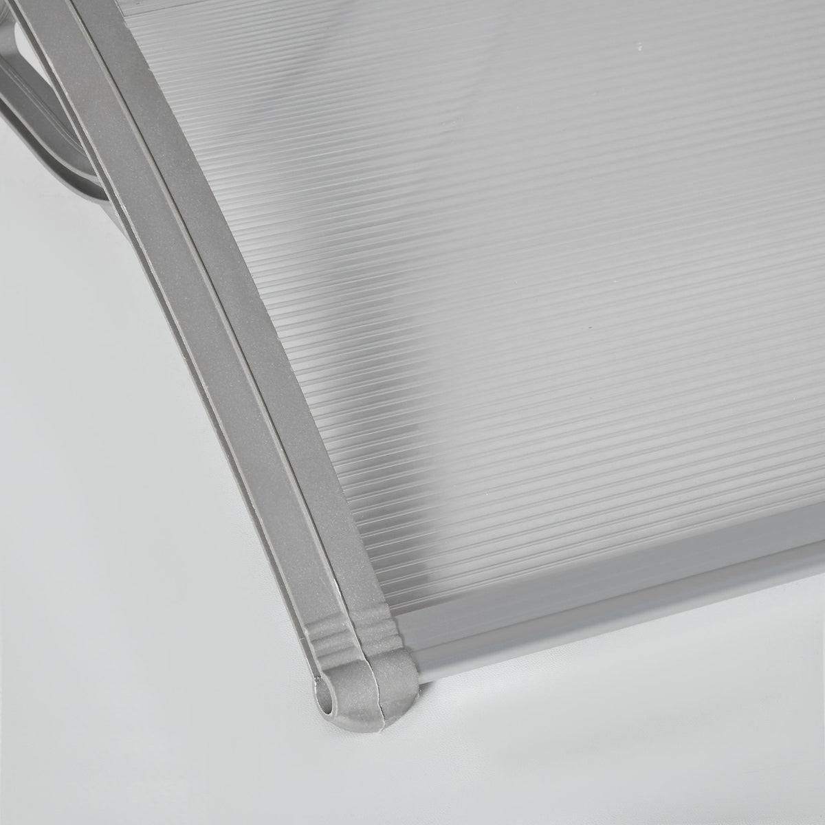Canopy for front door 100 x 75 cm arched canopy canopy made of aluminum and polycarbonate canopy with UV protection front door canopy for balcony, sun protection, rain protection, silver