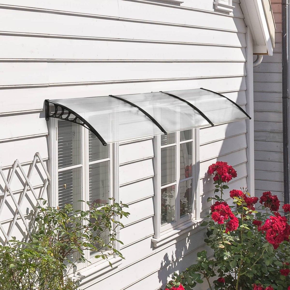 Canopy for front door canopy 90 x 295 cm, arched canopy with UV protection, front door roof sun protection made of polycarbonate rain protection