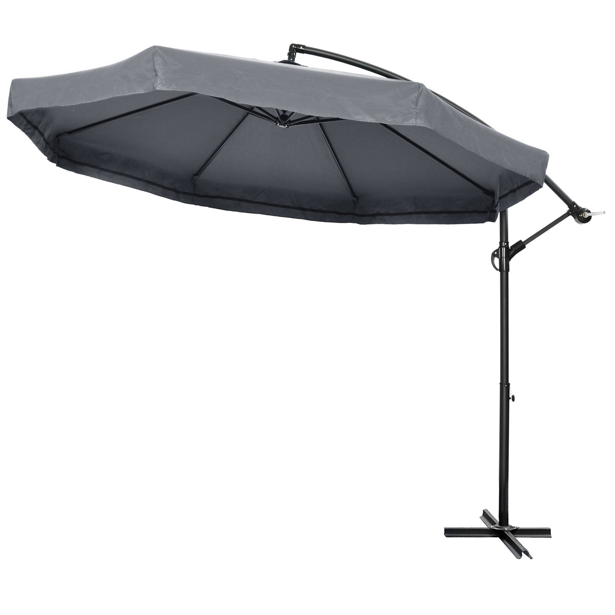 Cantilever Umbrella 295X295Cm Parasol Hand Crank Mosquito Net 360° Rotatable Garden Umbrella 8 People Market Umbrella Balcony Steel Polyester