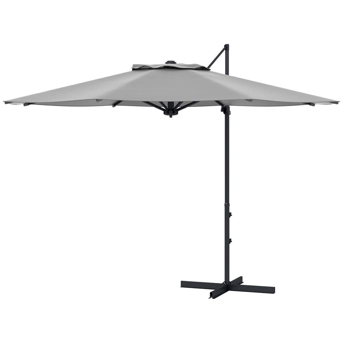 Cantilever Umbrella Approx. Ø3 M Parasol With Crank, Tilting Market Umbrella, Rotating Garden Umbrella For Balcony, Terrace, Metal, Dark Gray